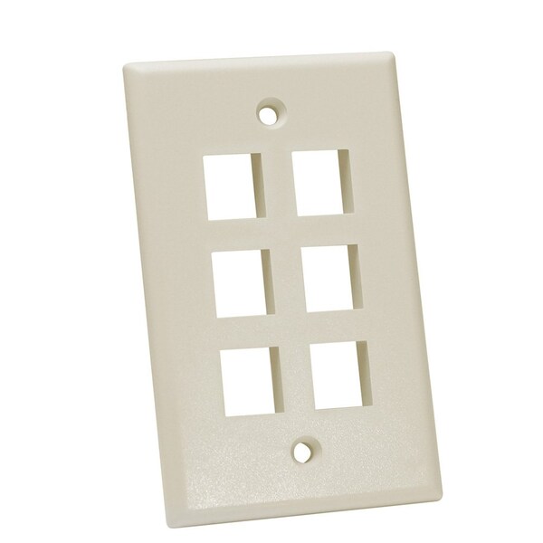 Quest Technology International Keystone Wall Plate, Single-Gang - 6 Ports, Almond NFP-1069 - main
